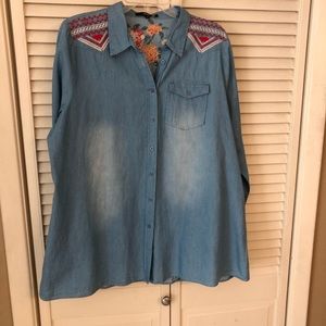 Embroidered Denim Shirt